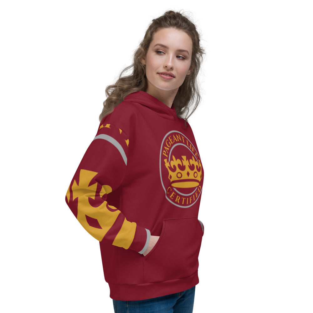 Burgundy and Gold Pageant Life Certified Unisex Hoodie