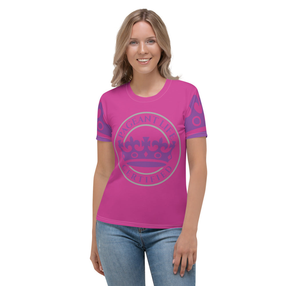 Purple and Deep Pink Pageant Life Certified Women's T-shirt