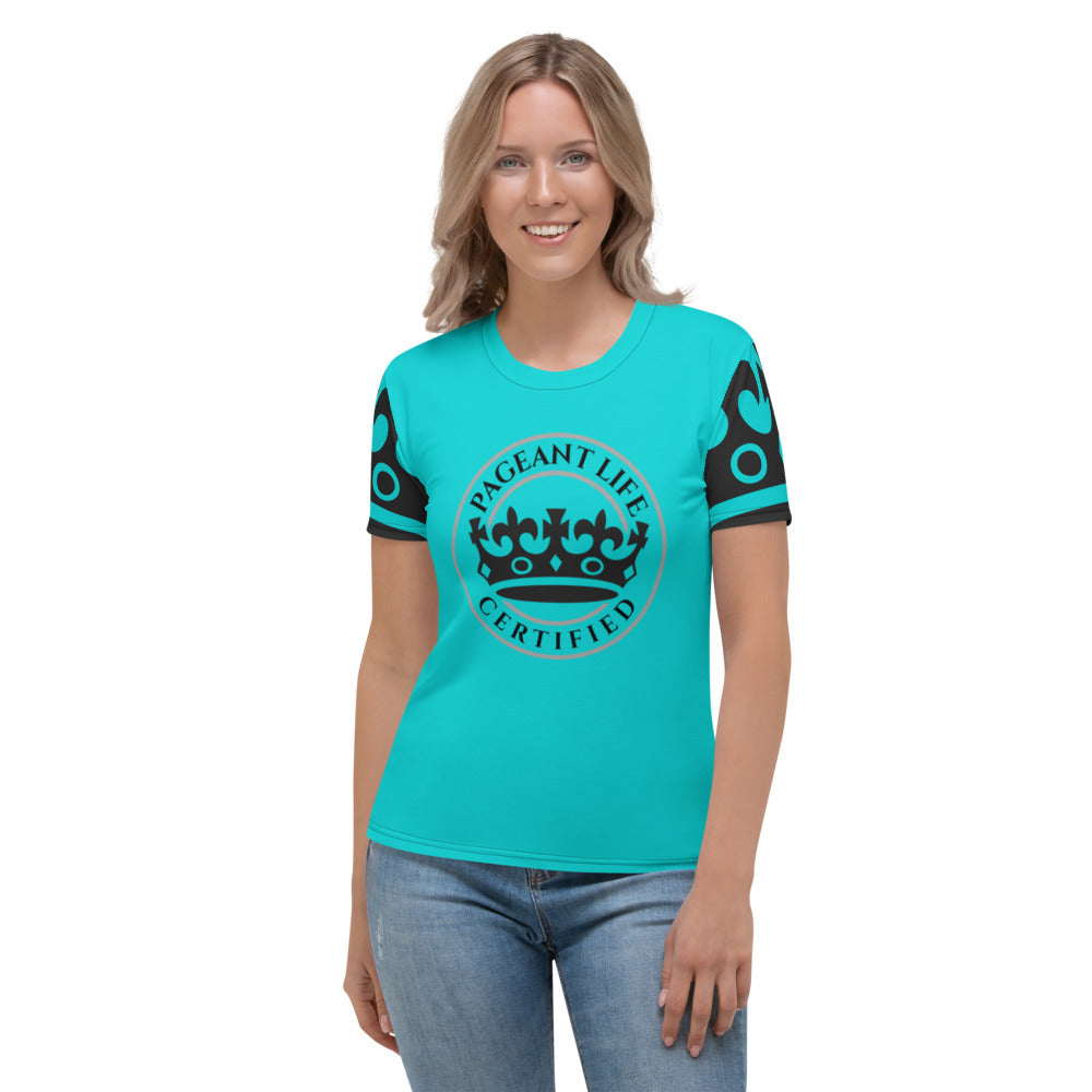 Black and Turquoise Pageant Life Certified Women's T-shirt