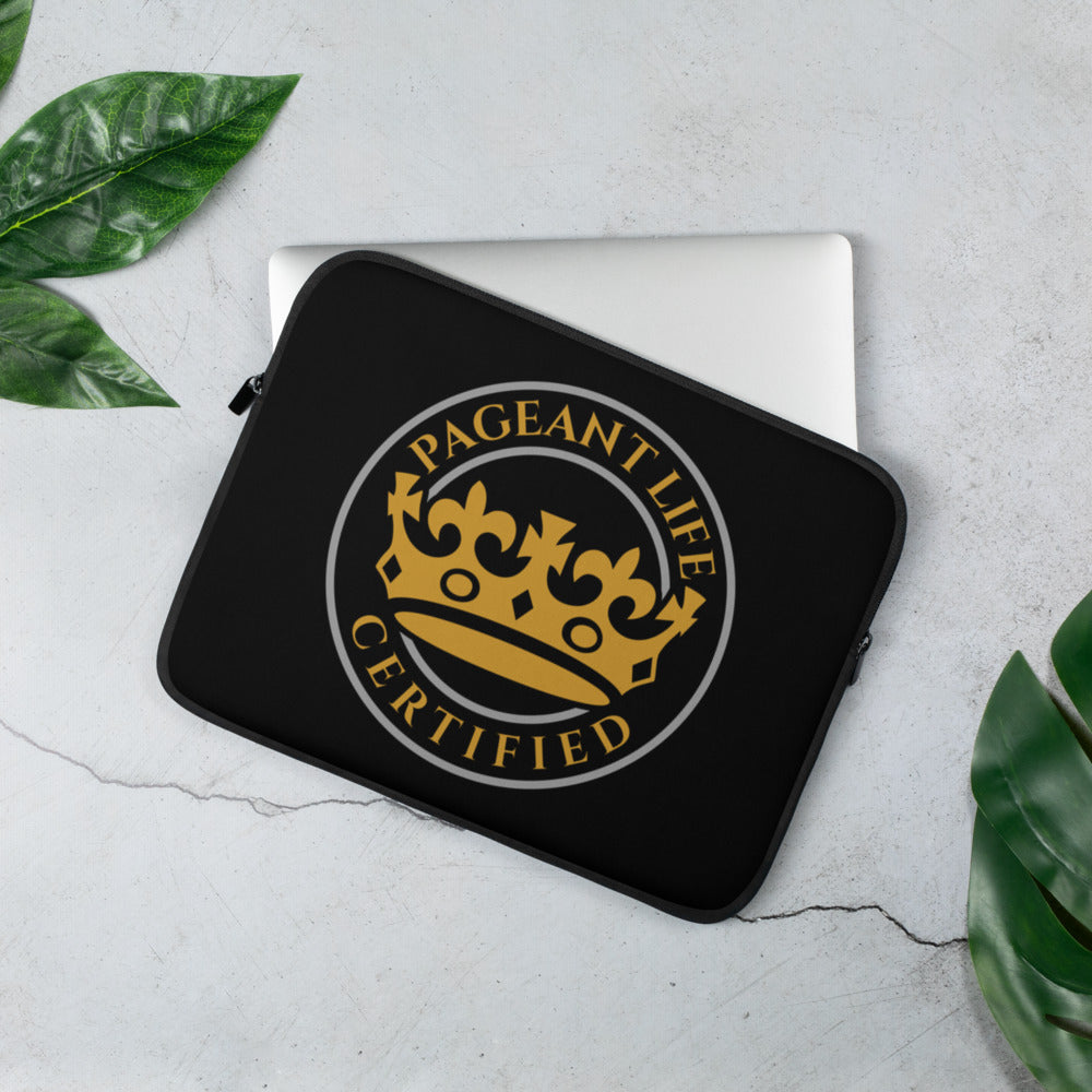 Black and Gold Pageant Life Certified Laptop Sleeve