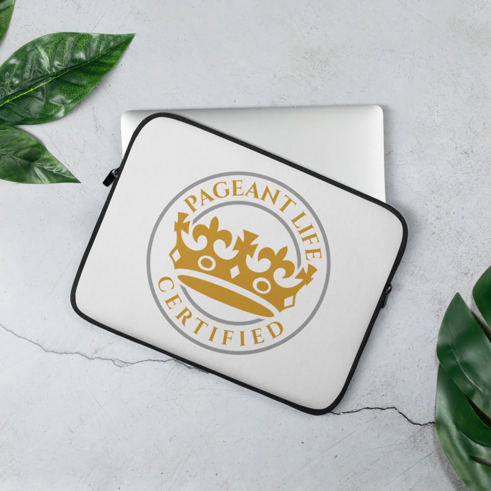 White and Gold Pageant Life Certified Laptop Sleeve