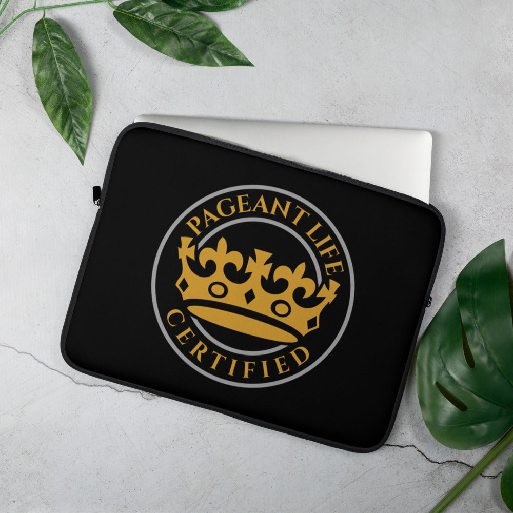 Black and Gold Pageant Life Certified Laptop Sleeve