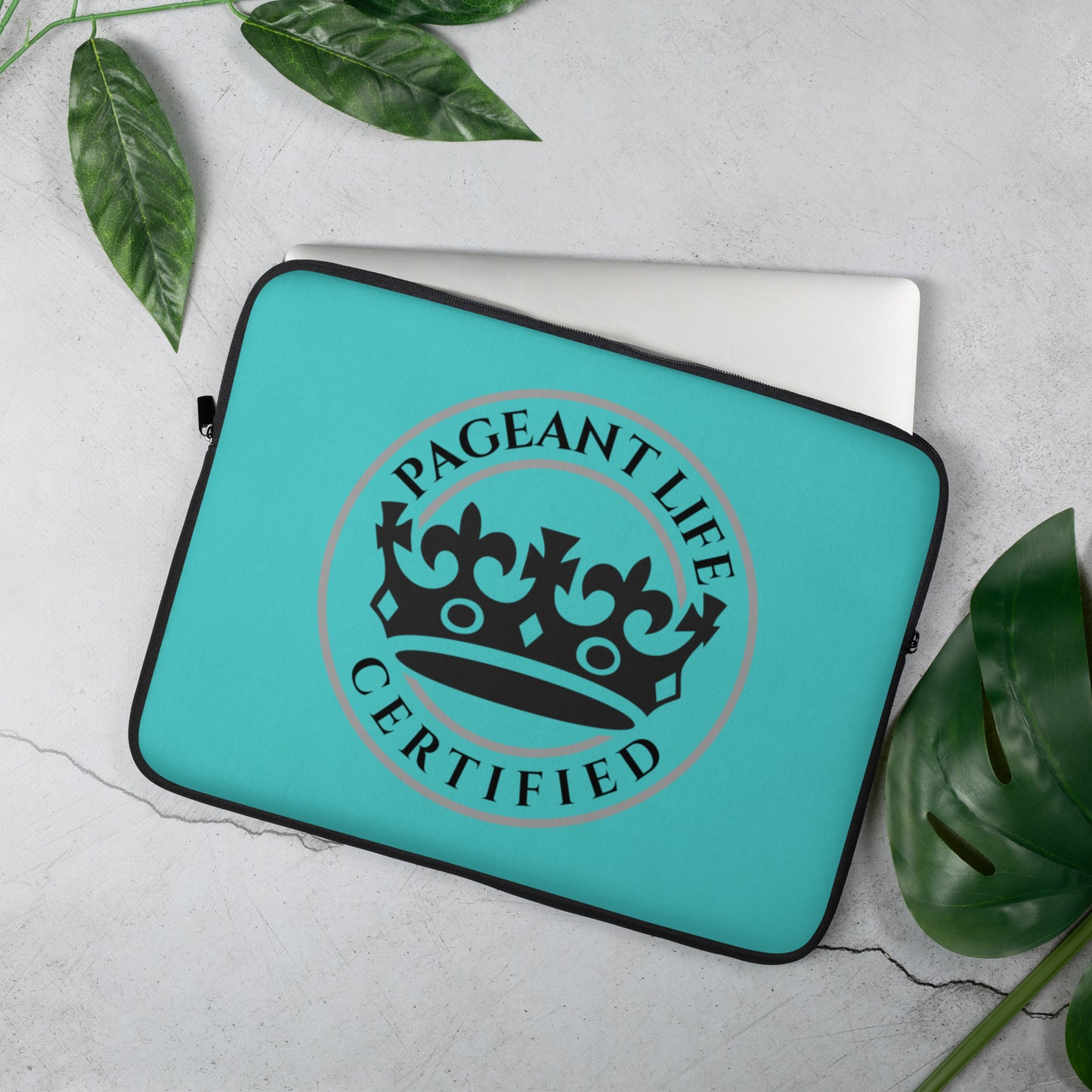 Black and Turquoise Pageant Life Certified Laptop Sleeve