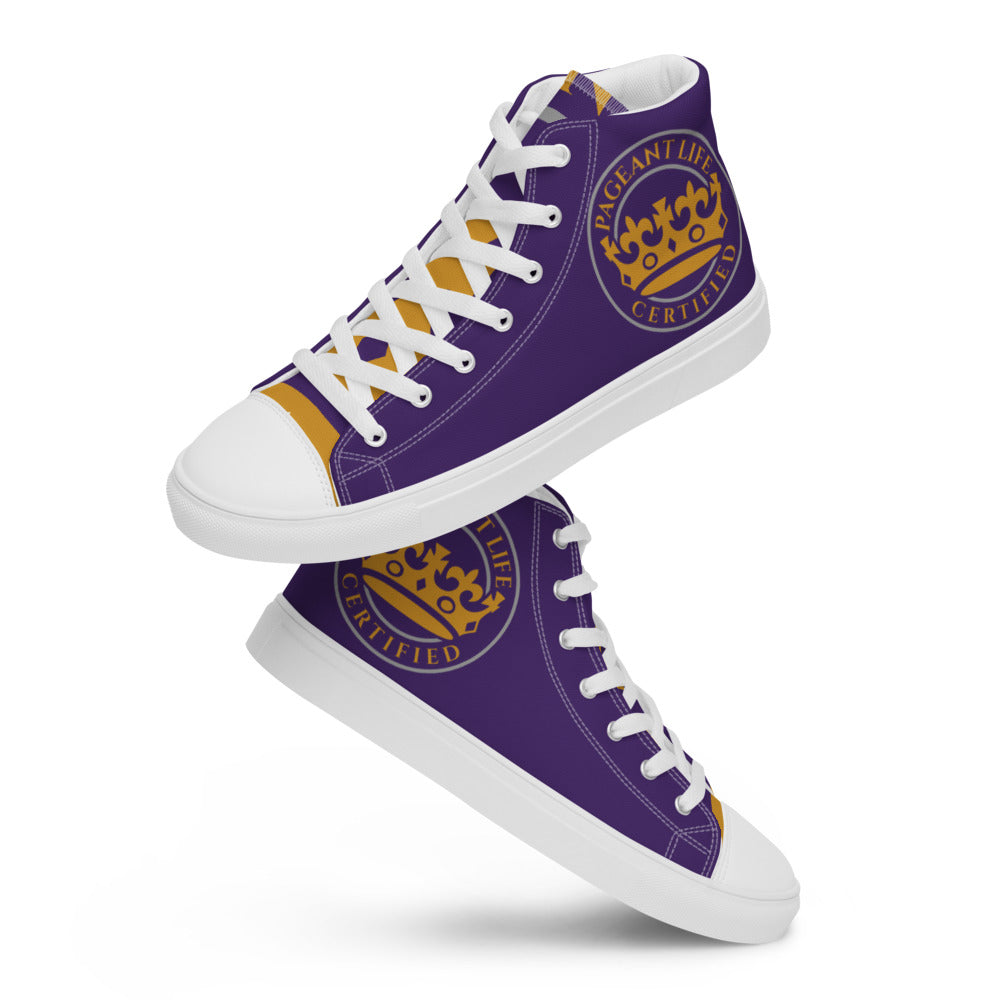 Purple and Gold Pageant Life Certified high top canvas shoes (Men's Sizes)
