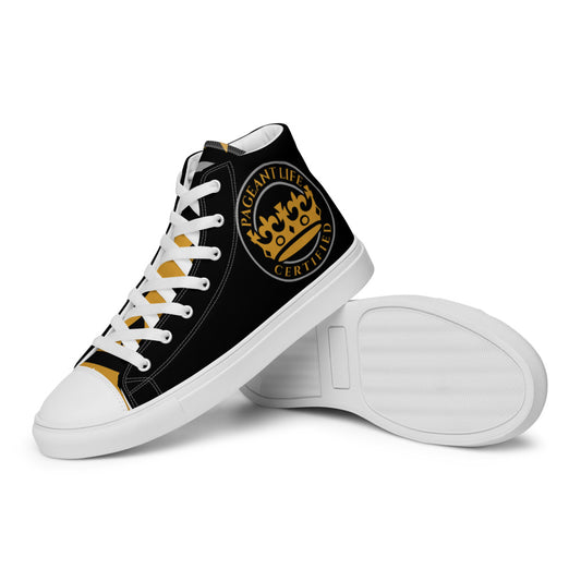 Black and Gold Pageant Life Certified high top canvas shoes Mens Size