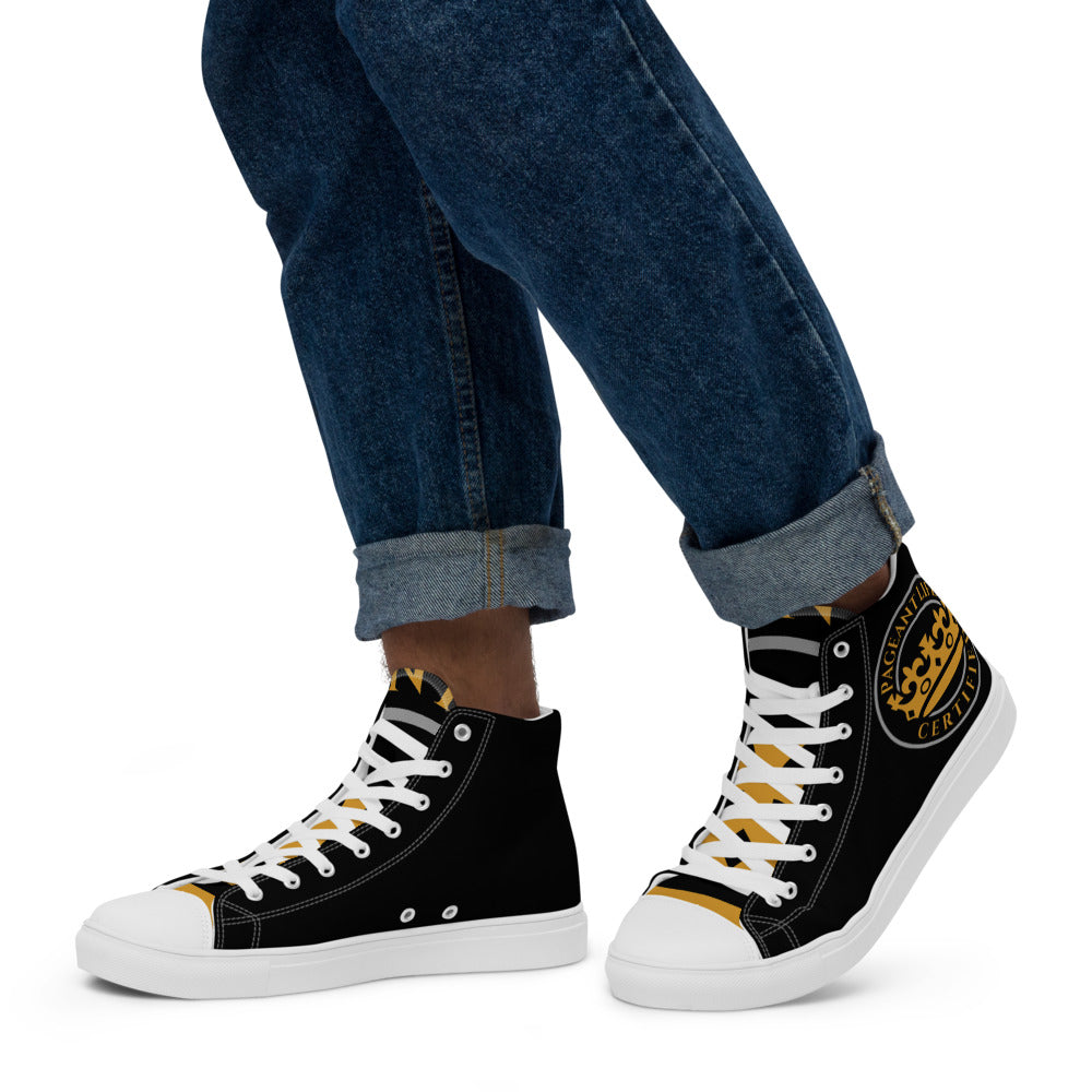 Black and Gold Pageant Life Certified high top canvas shoes Mens Size