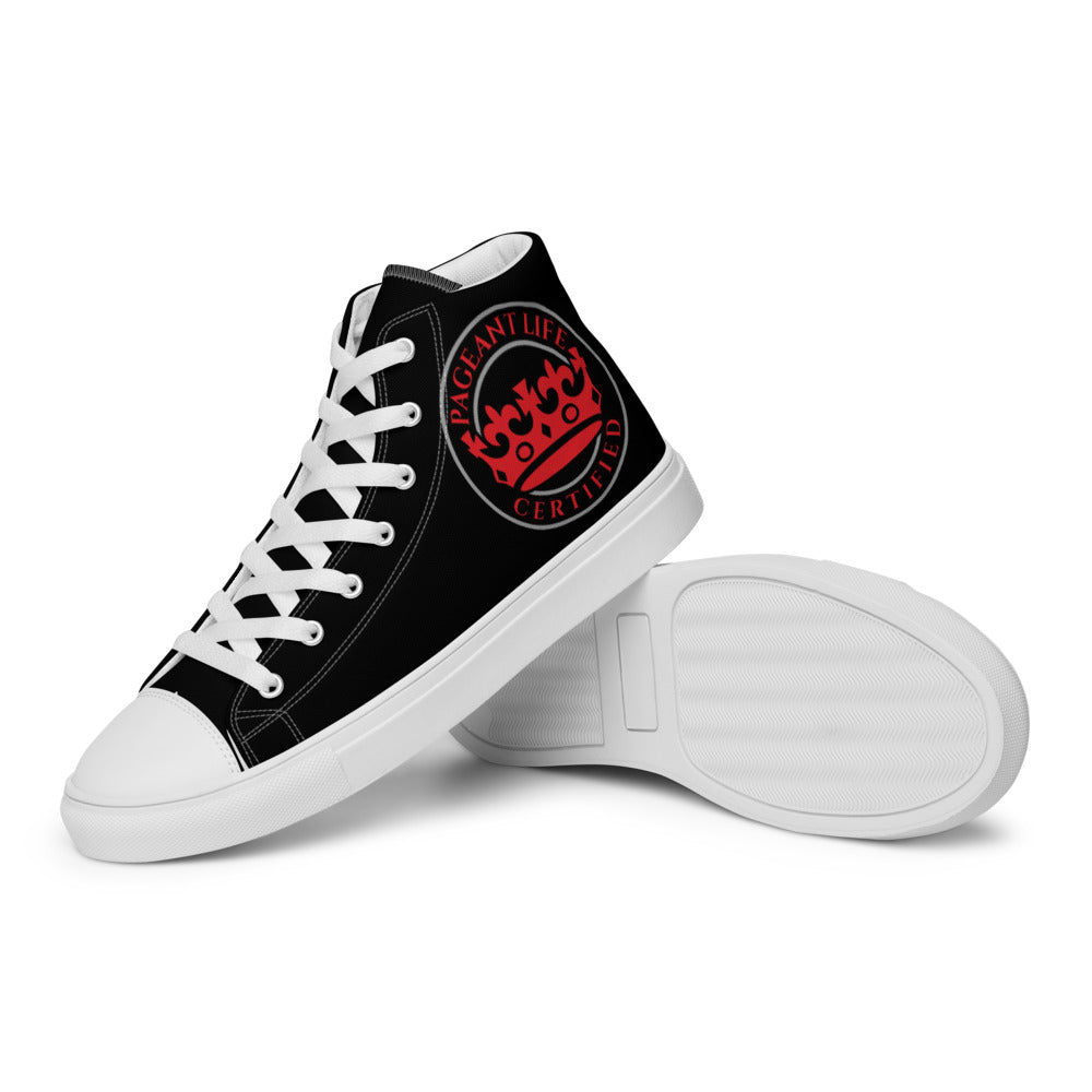 Red and Black Pageant Life Certified Men’s high top canvas shoes