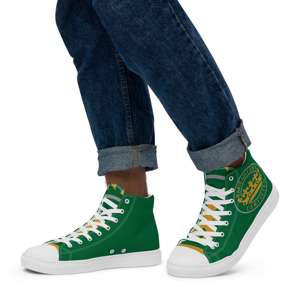 Green and Gold Pageant Life Certified high top canvas shoes (Men's Sizes)