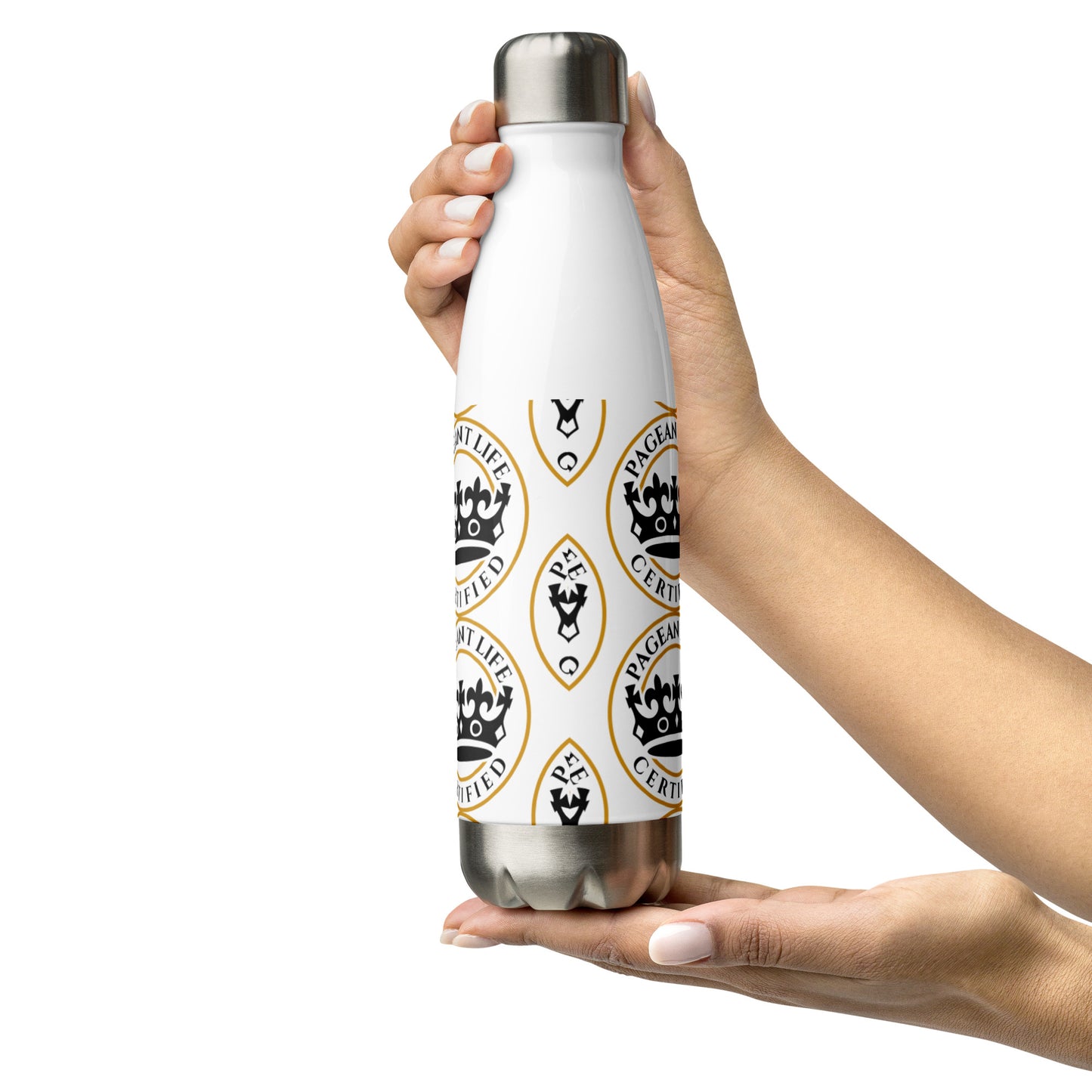 Black and Gold/ White Pageant Life Certified Stainless Steel Water Bottle