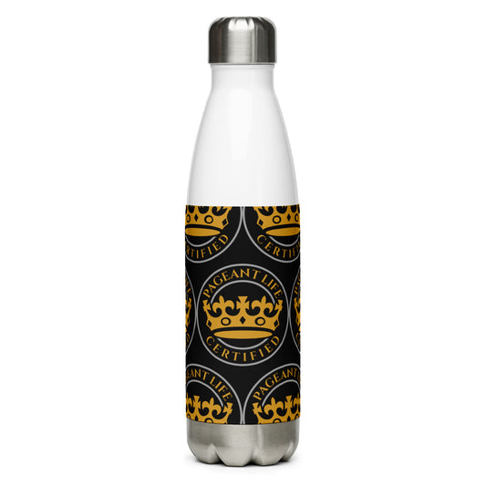 Black and Gold Pageant Life Certified Stainless Steel Water Bottle