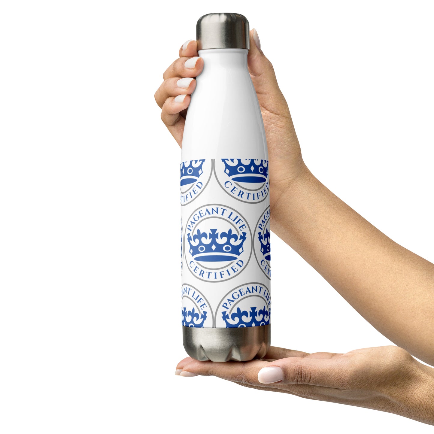 Blue and White Pageant Life Certified Stainless Steel Water Bottle