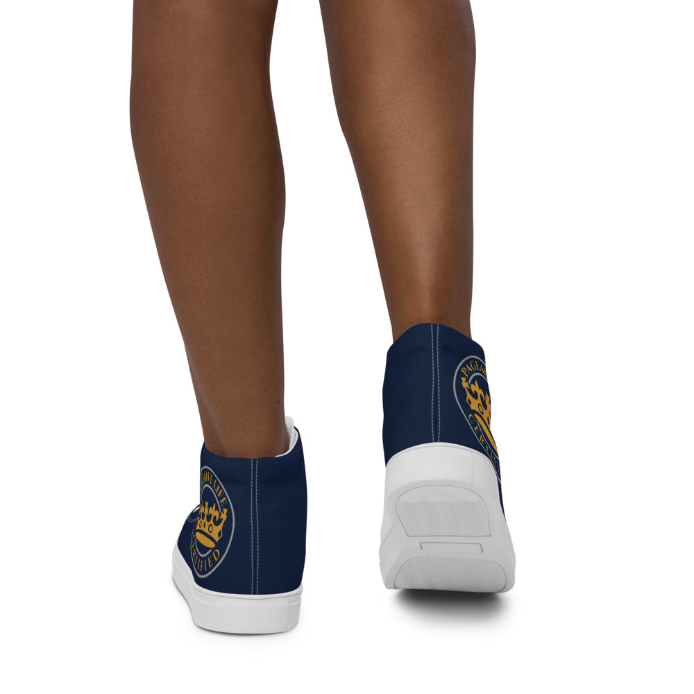 Navy and Gold Women’s high top canvas shoes