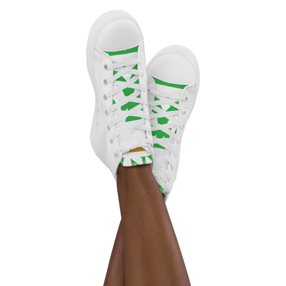 Green and White Pageant Life Certified Women’s high top canvas shoes