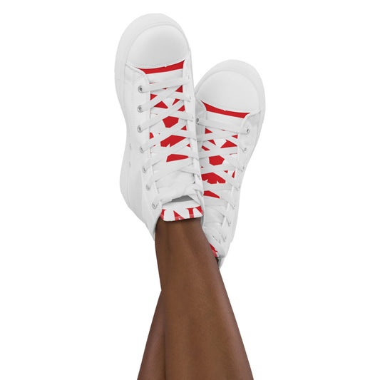 Red and White Pageant Life Certified Women’s high top canvas shoes