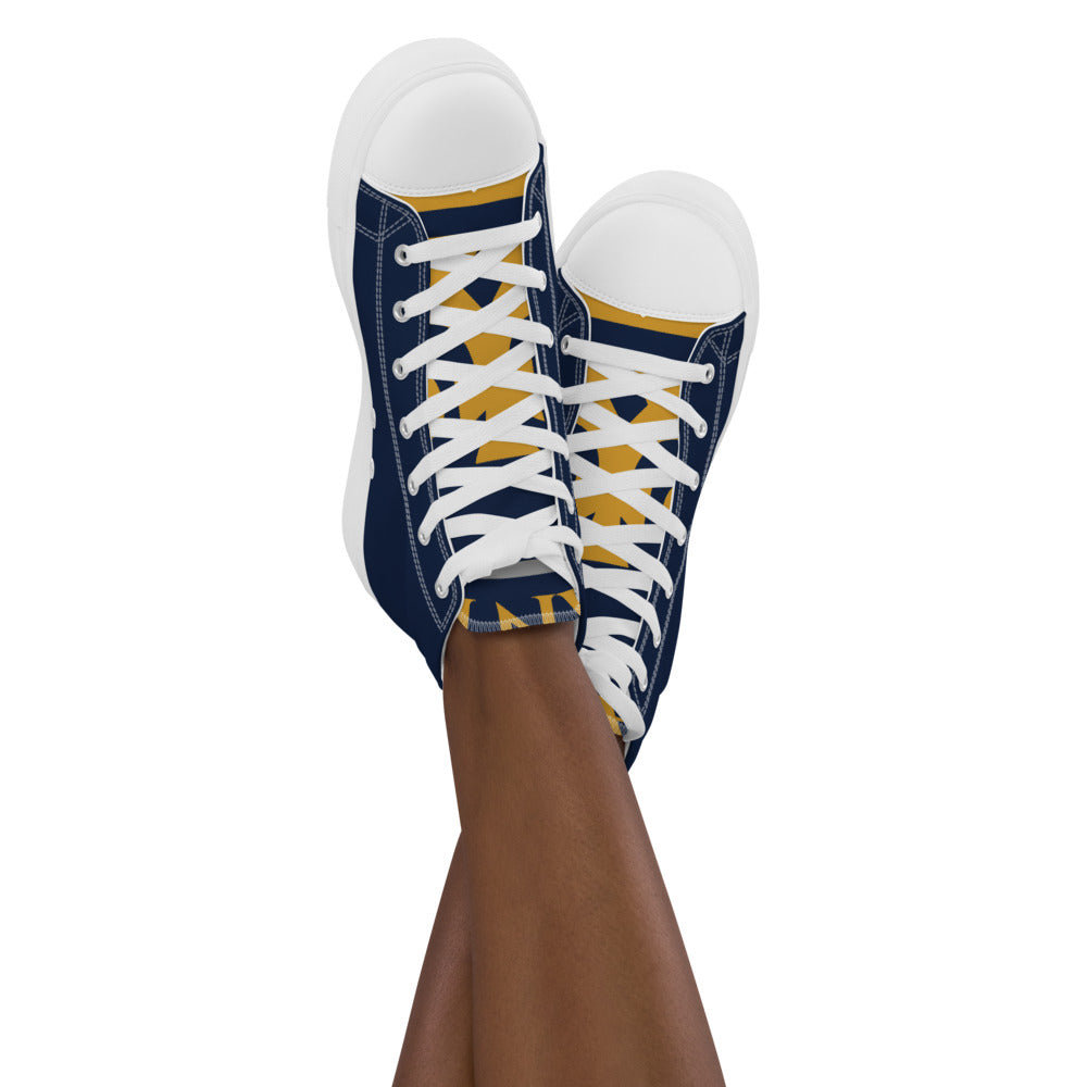 Navy and Gold Women’s high top canvas shoes