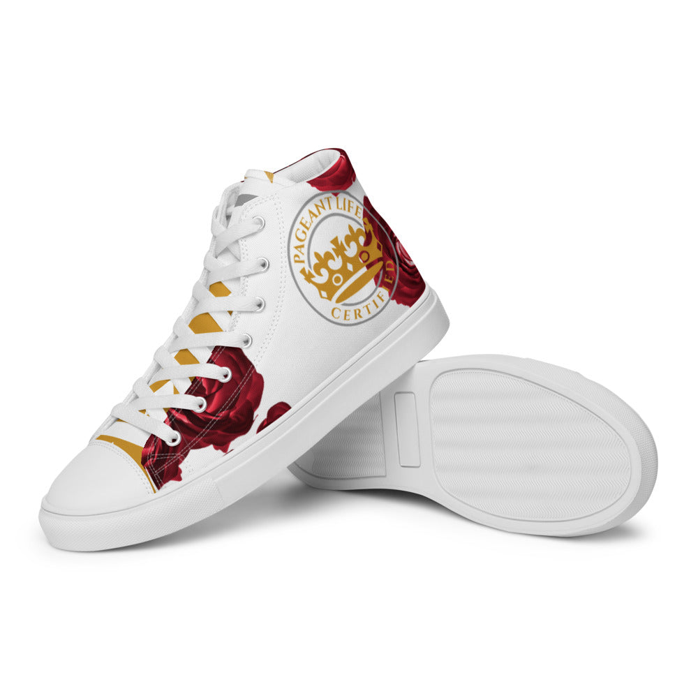 Limited Edition Rose and Gold/White Women’s high top canvas shoes