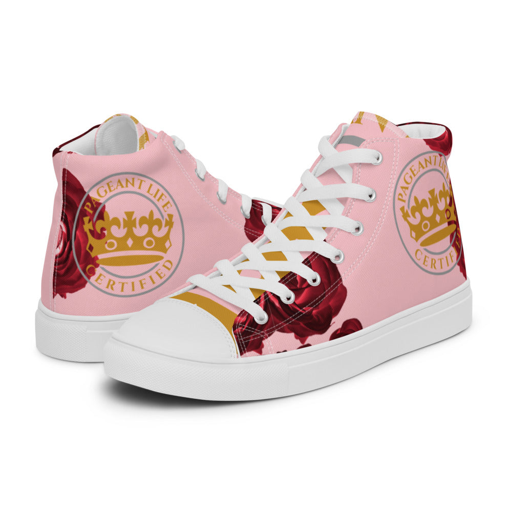 Limited Edition Rose and Gold/Pink Women’s high top canvas shoes