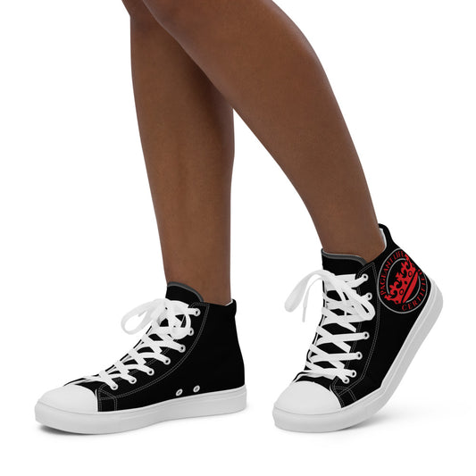 Red and Black Pageant Life Certified Women’s high top canvas shoes