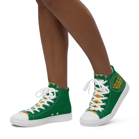 Green and Gold Pageant Life Certified Women’s high top canvas shoes