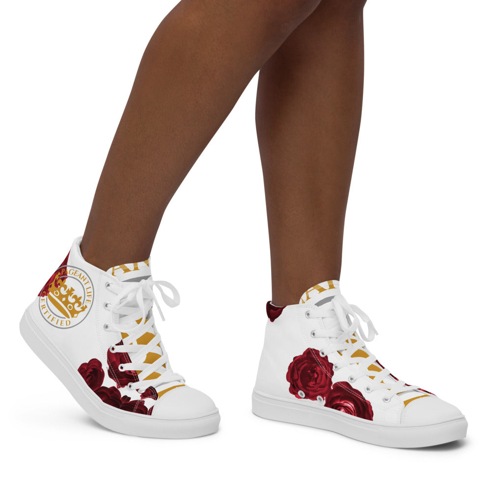 Limited Edition Rose and Gold/White Women’s high top canvas shoes