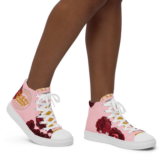 Limited Edition Rose and Gold/Pink Women’s high top canvas shoes