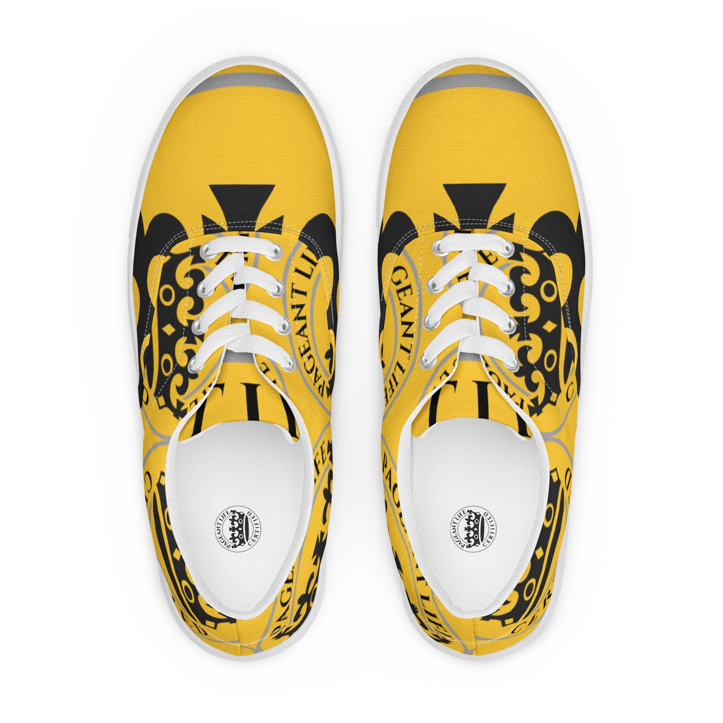 Black and Yellow Pageant Life Certified Women’s lace-up canvas shoes