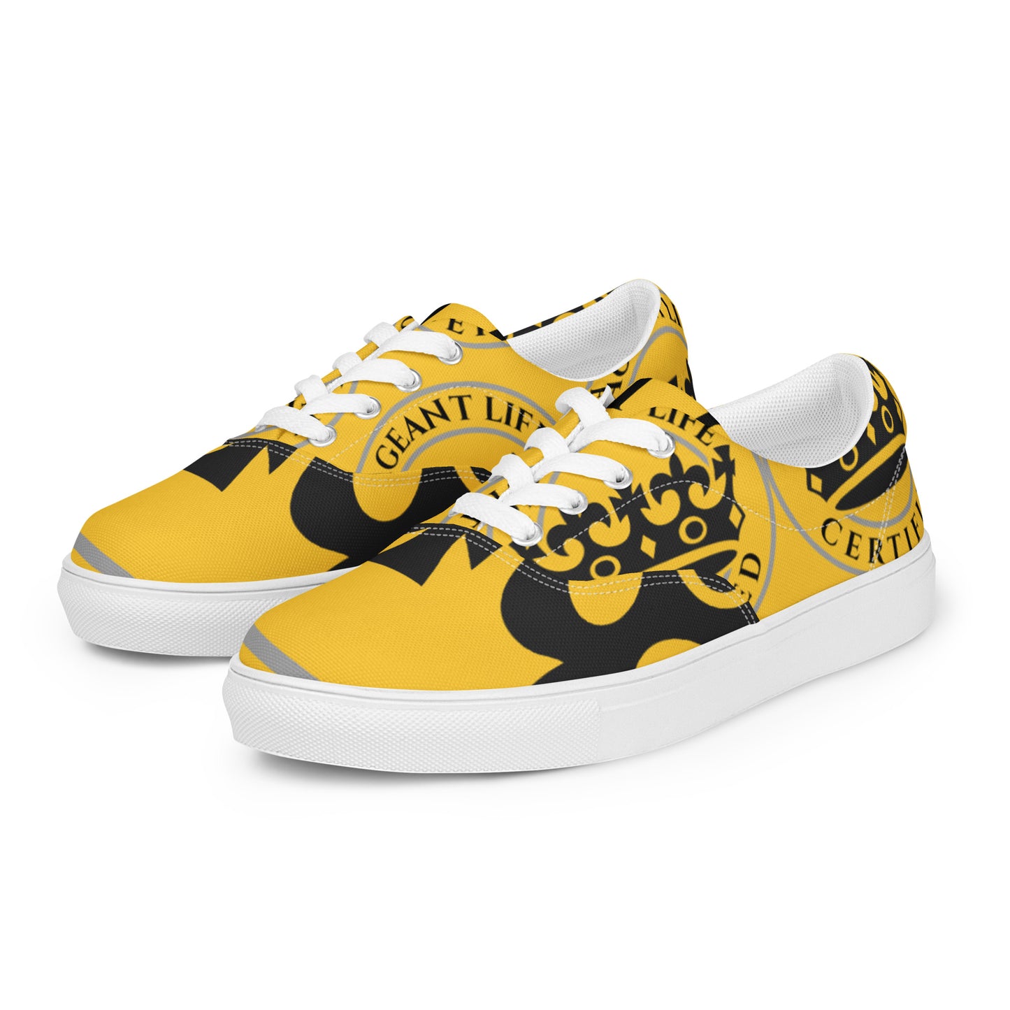 Black and Yellow Pageant Life Certified Women’s lace-up canvas shoes