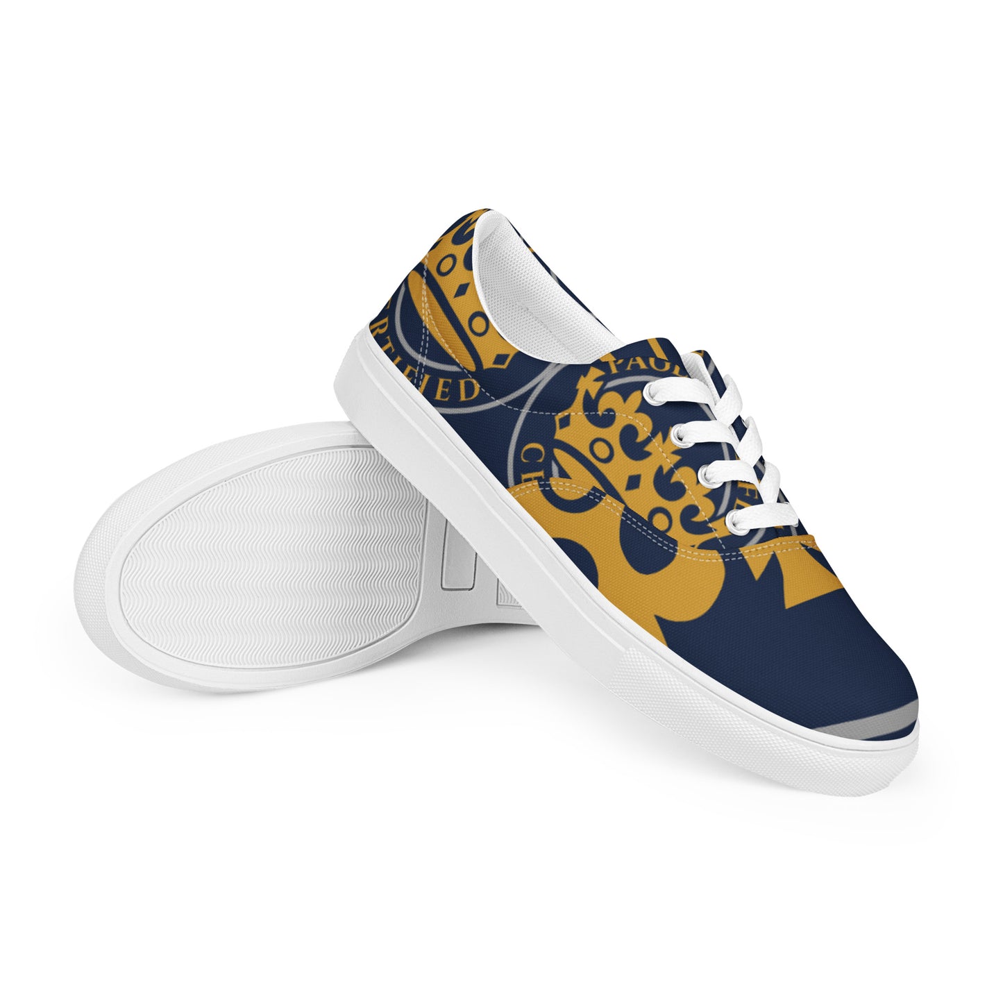 Navy and Gold Pageant Life Certified Women’s lace-up canvas shoes