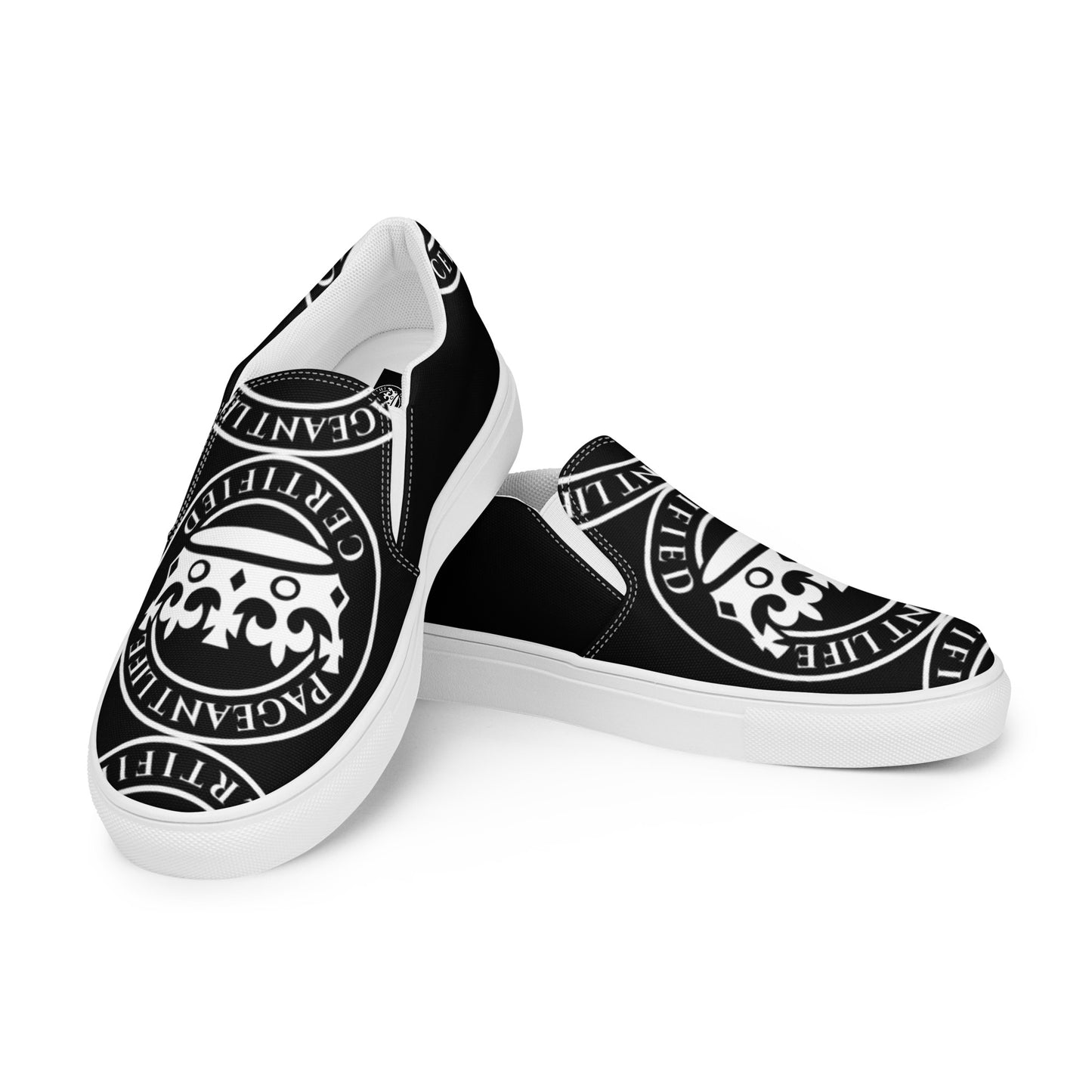 Black and White Pageant Life Certified Women’s slip-on canvas shoes