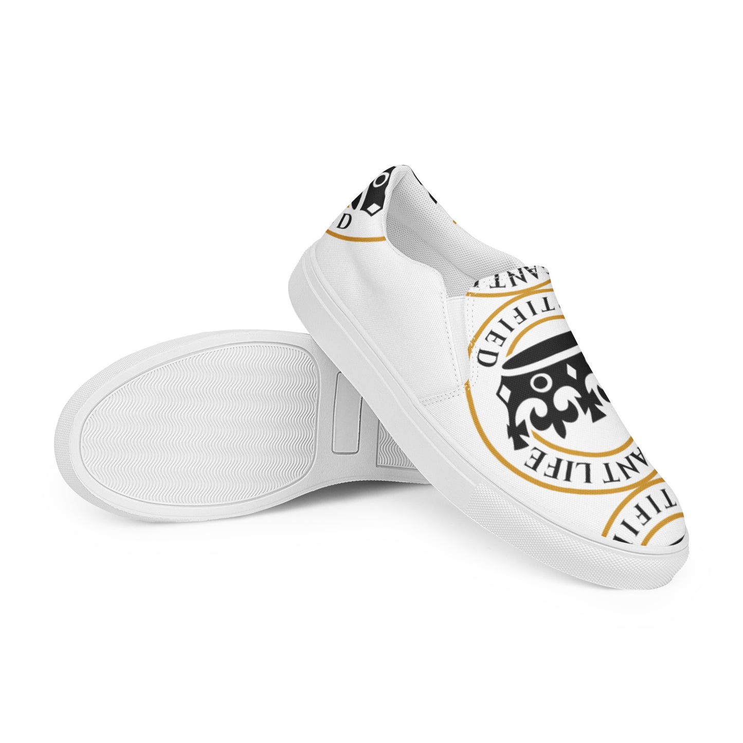 Black and Gold  Pageant Life Certified Women’s slip-on canvas shoes